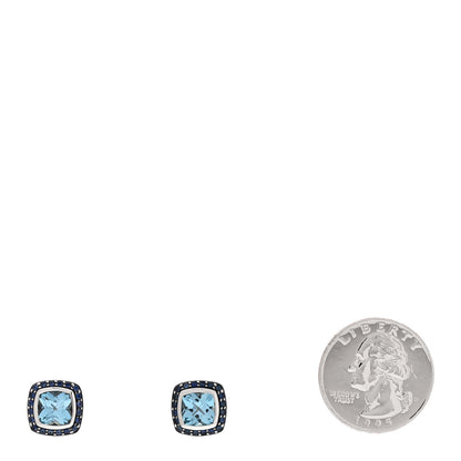 David Yurman Sterling Silver Blue Topaz Blue Sapphire 7mm Petite Albion Earrings 2 of 4