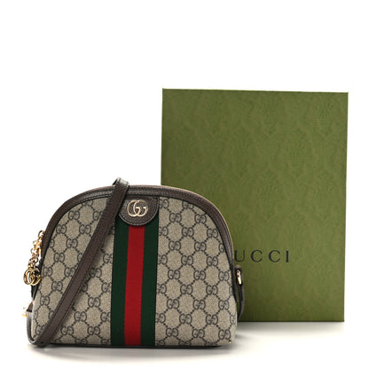 Gucci GG Supreme Monogram Textured Dollar Calfskin Web Small Ophidia Dome Shoulder Bag Beige Ebony New Acero 10 of 10