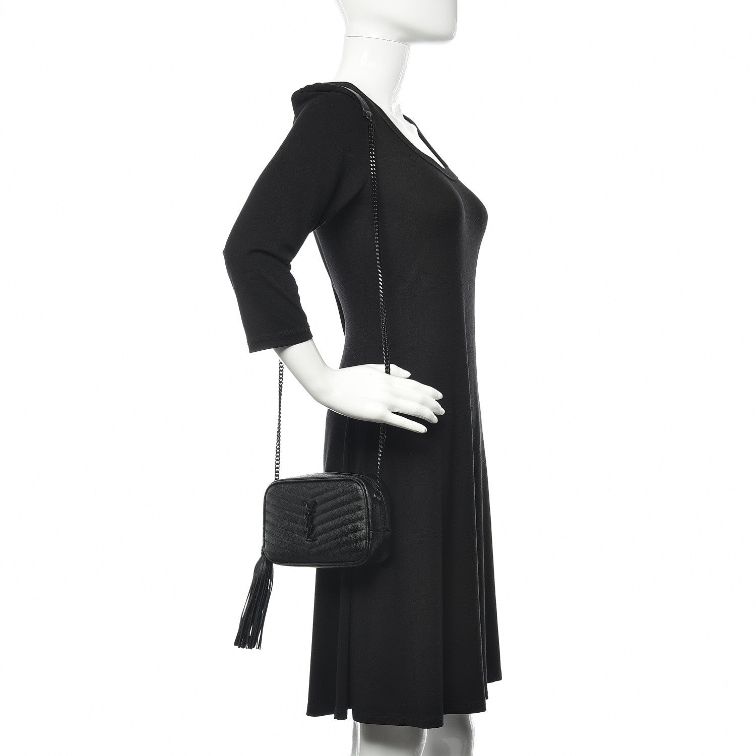 Saint Laurent Grain De Poudre Matelasse Monogram Mini Lou Camera Bag Black 2 of 10
