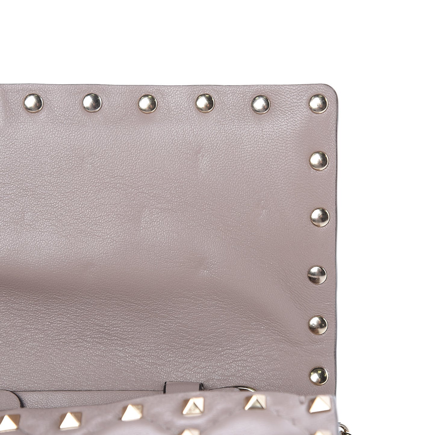 Lambskin Rockstud Spike Wallet on Chain Poudre