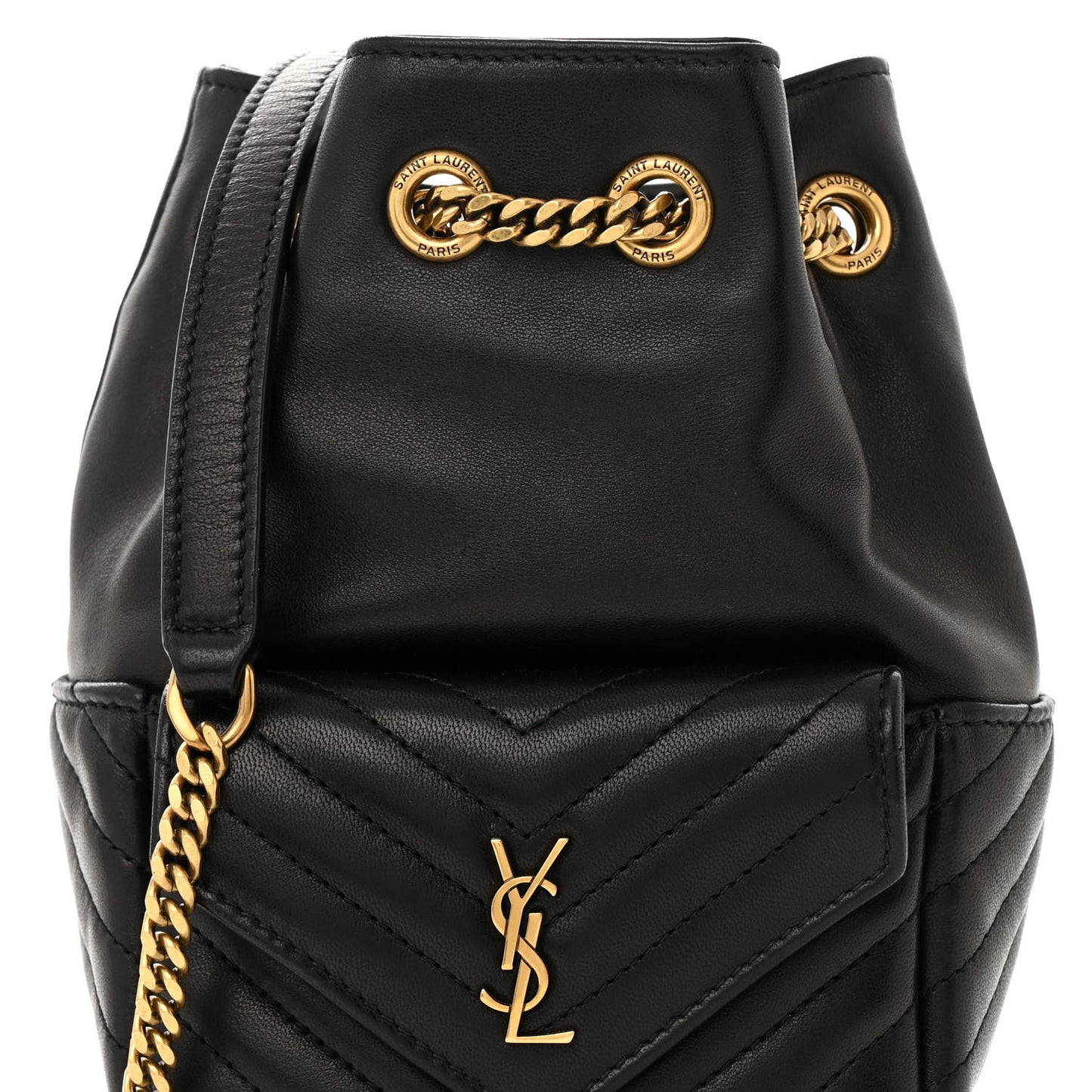 Lambskin Matelasse Monogram Joe Nano Bucket Bag Black