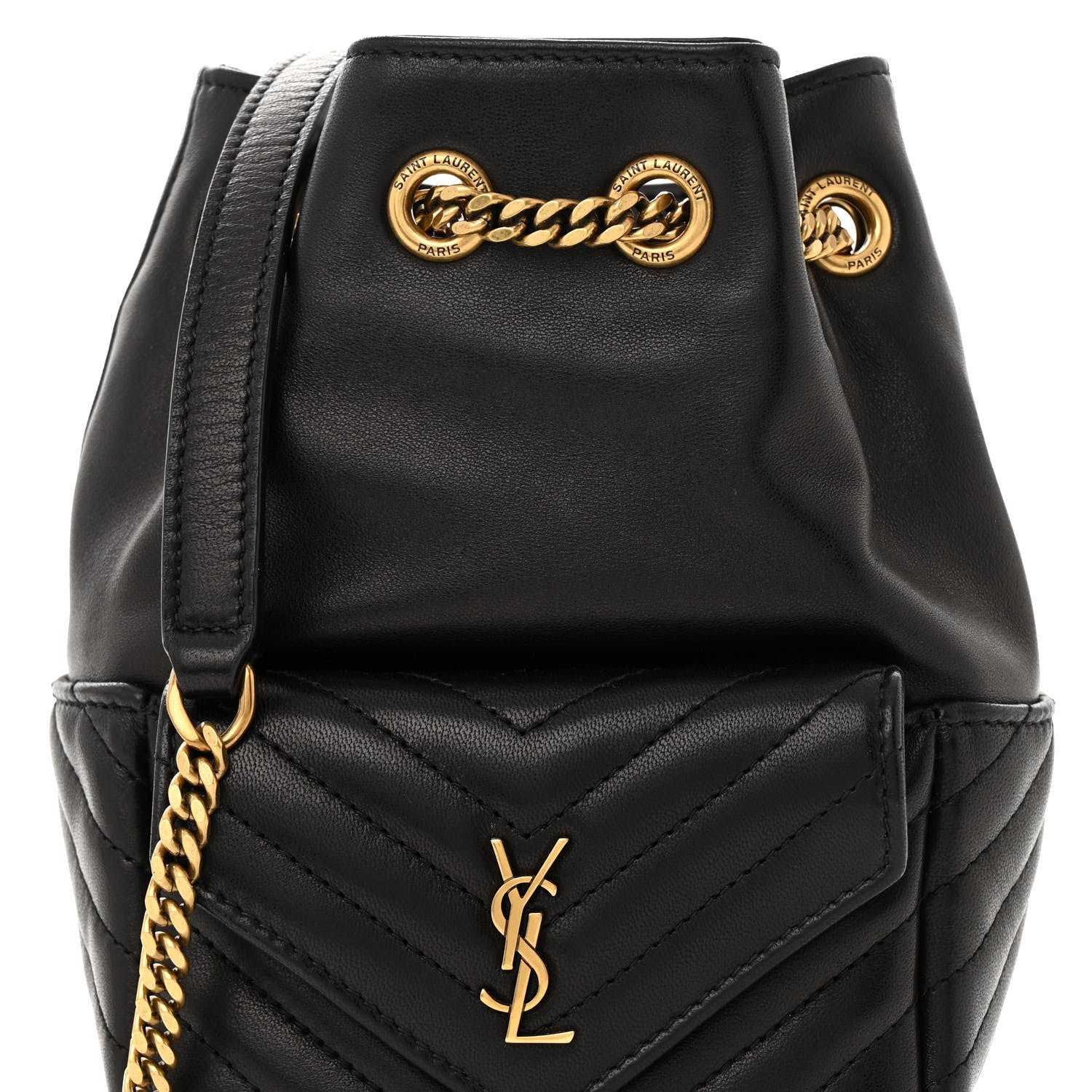 Saint Laurent Lambskin Matelasse Monogram Joe Nano Bucket Bag Black 8 of 10