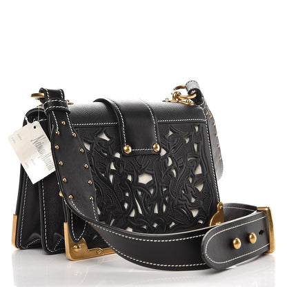 Prada City Calf Saffiano Laser Cut Cahier Bag Black 3 of 7
