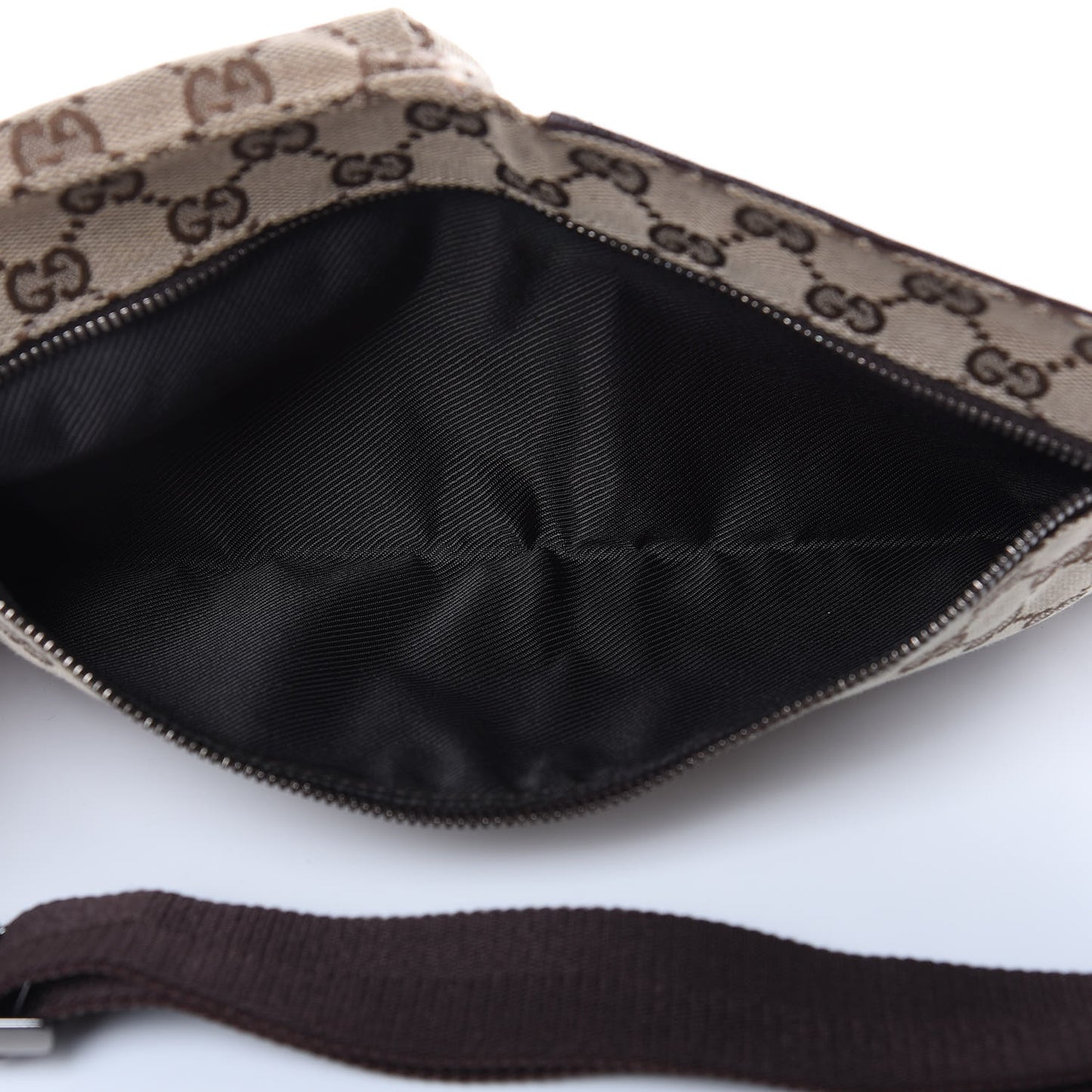 GG Monogram Double Pocket Belt Bag Dark Brown