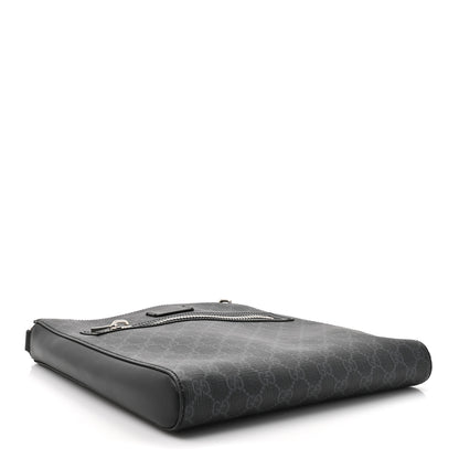 Gucci GG Supreme Monogram Appia Calfskin Web Flat Messenger Bag Black Grey 4 of 10