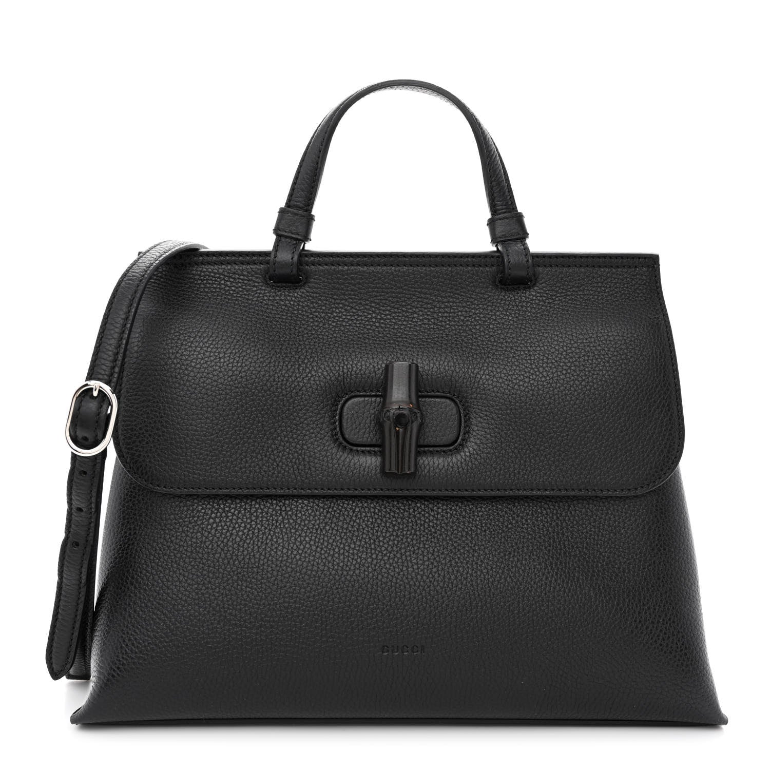 Gucci Cellarius Calfskin Medium Bamboo Daily Top Handle Bag Black 1 of 9