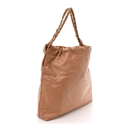 Chanel Shiny Calfskin Quilted Chanel 22 Camel 4 of 12