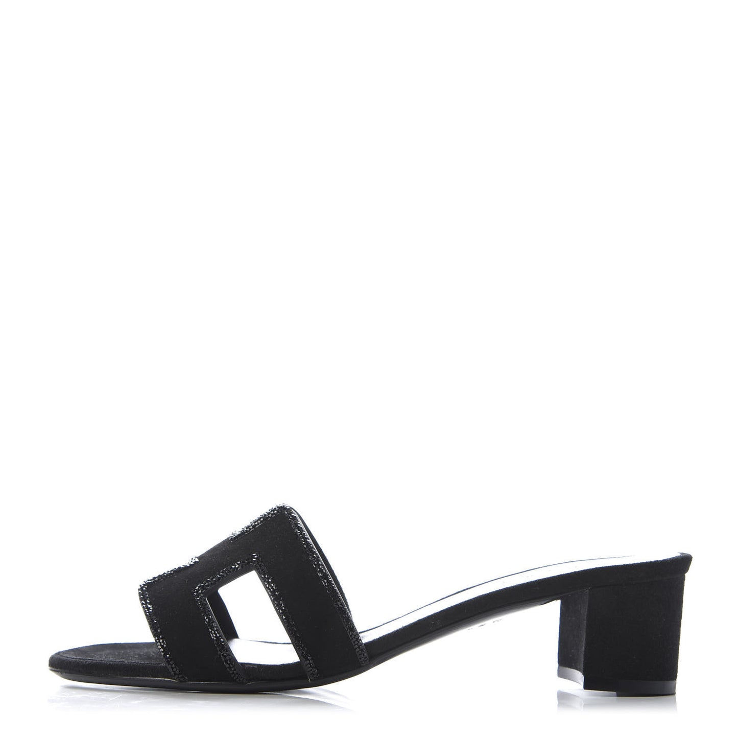 Suede Goatskin Rhinestone Oasis Sandals 36.5 Black