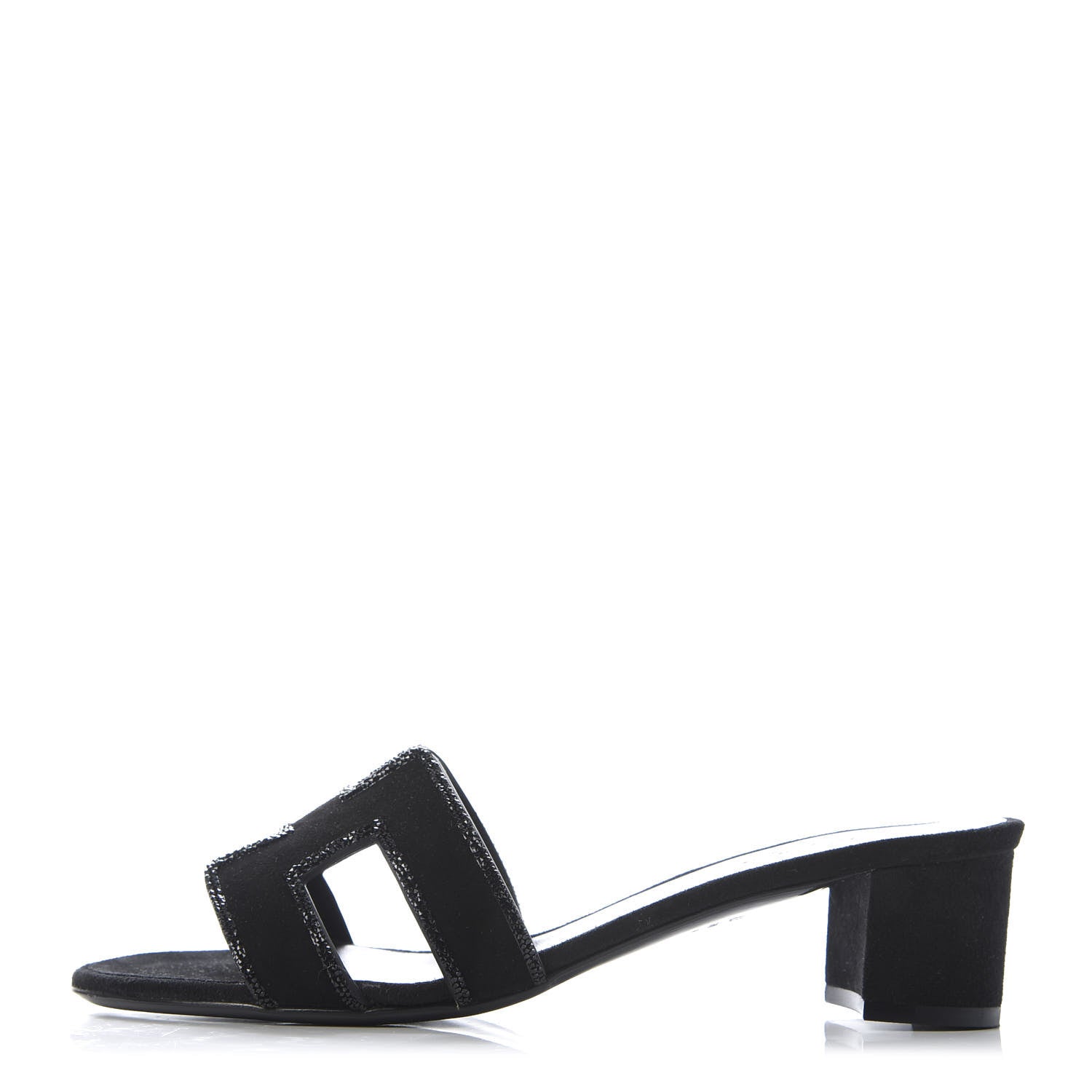 Hermes Suede Goatskin Rhinestone Oasis Sandals 36.5 Black 1 of 9