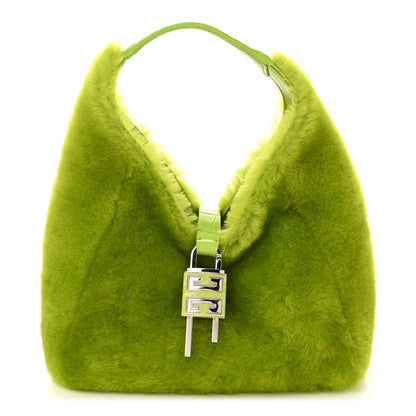 Givenchy Shearling Crocodile Embossed Calfskin Mini G-Hobo Citrus Green 1 of 9