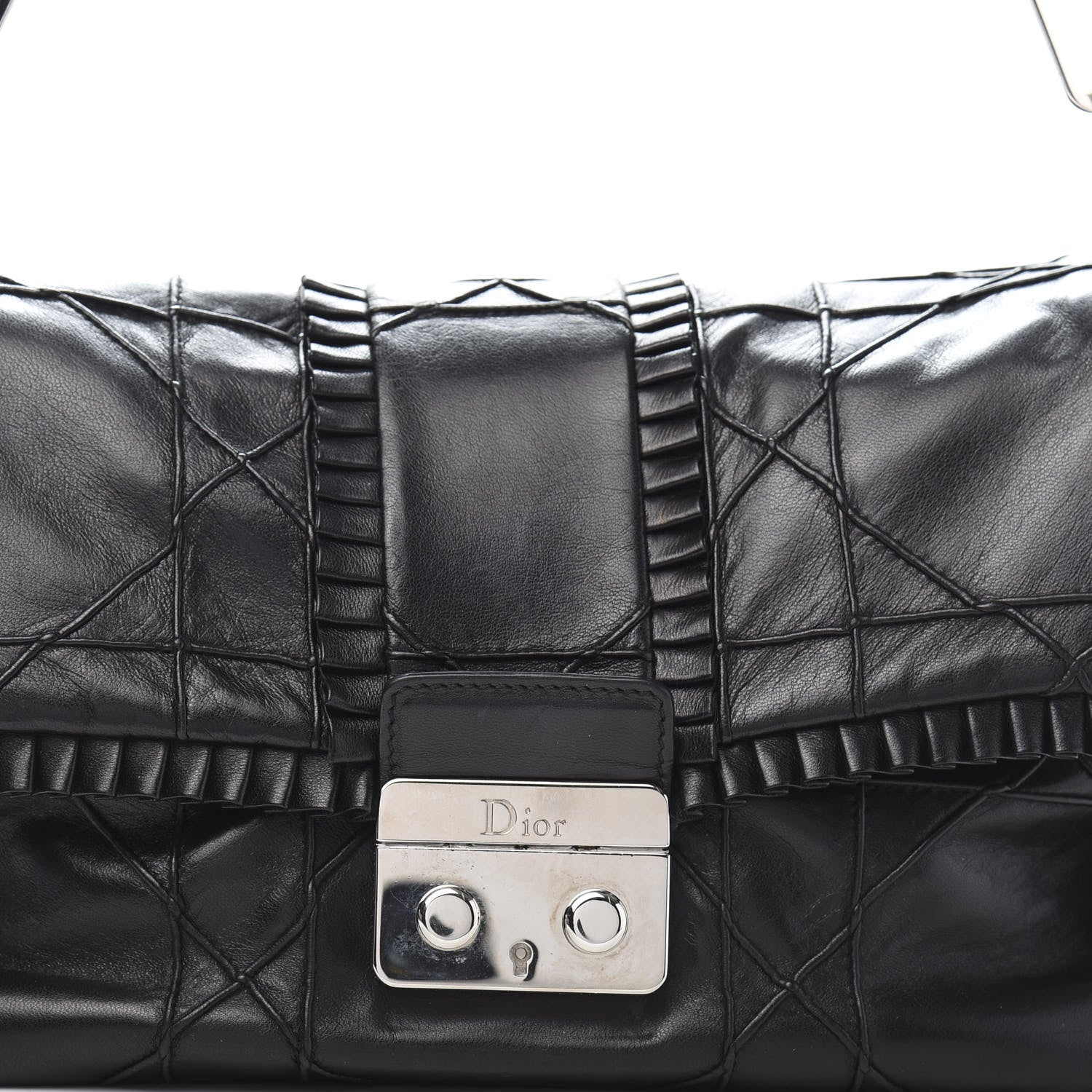 Christian Dior Lambskin Cannage Ruffle New Lock Flap Black 11 of 11