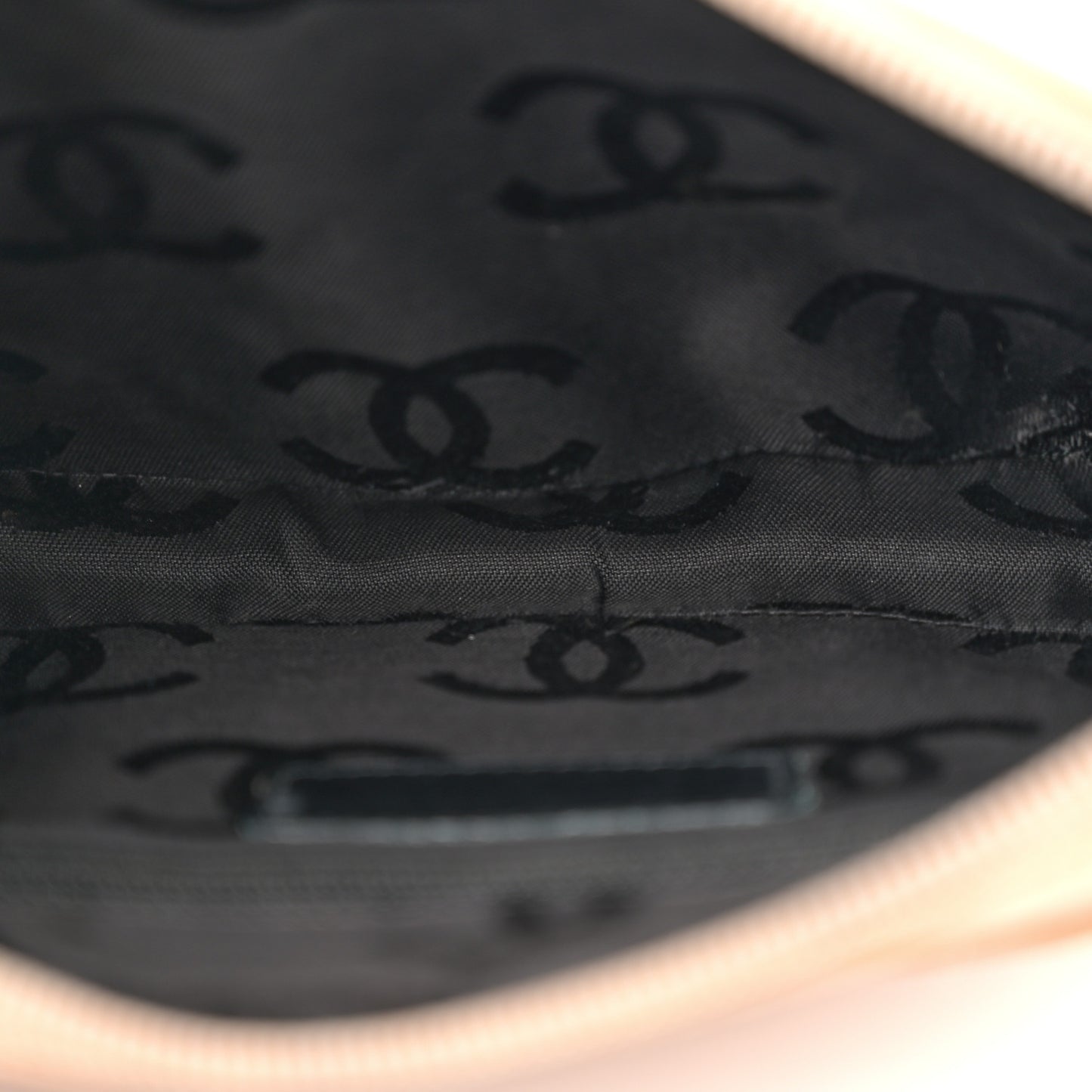 Calfskin Quilted Cambon Pochette Beige Black