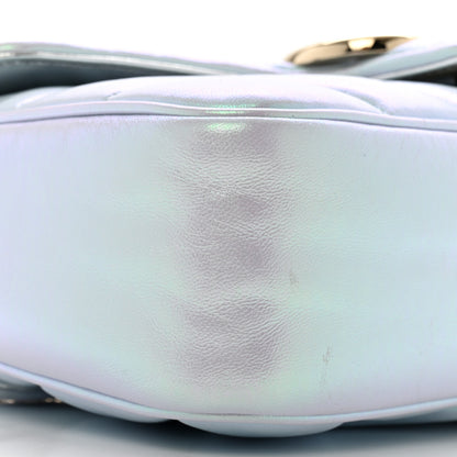 Gucci Iridescent Nappa Chevron Matelasse Small GG Marmont Shoulder Bag Iridescent Snow Light Blue 9 of 11