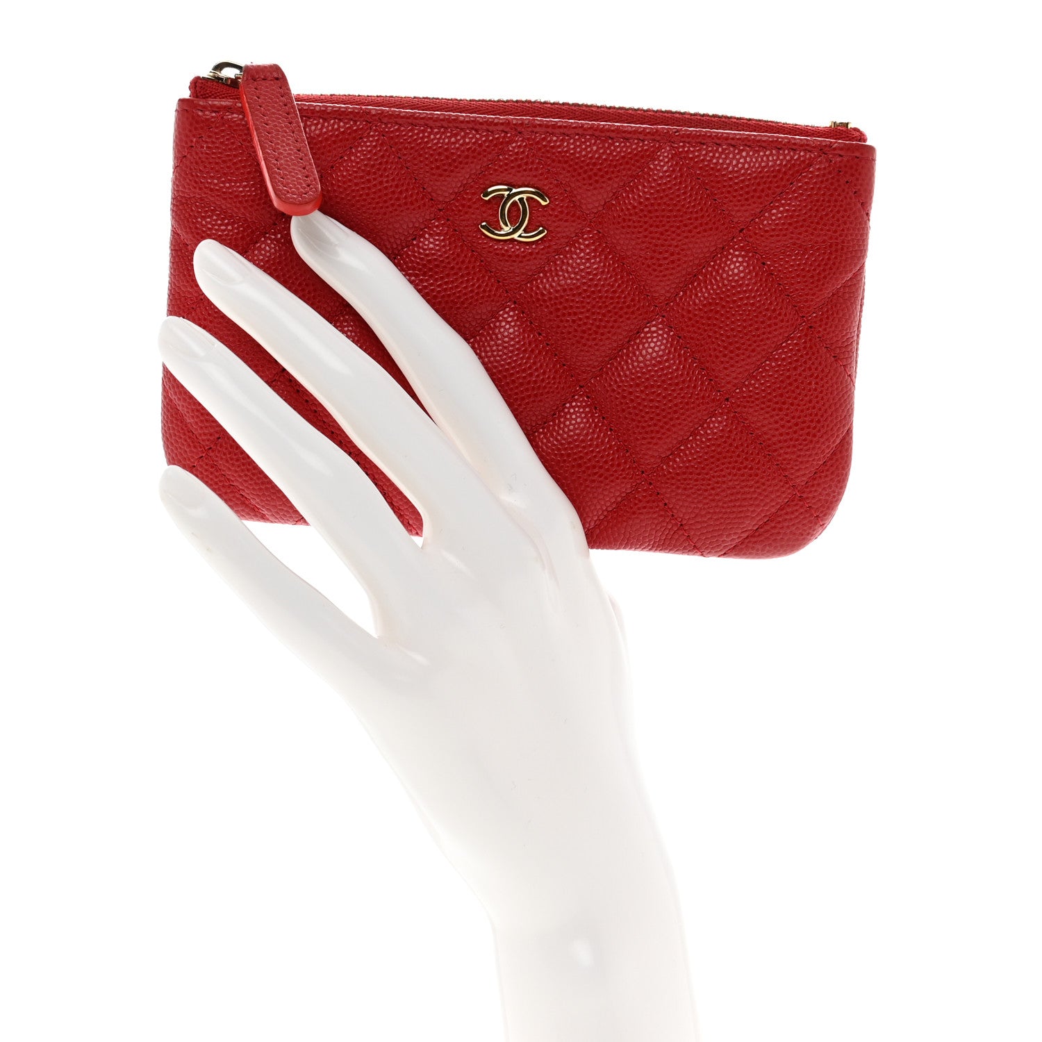 Chanel Caviar Quilted Small Cosmetic Case Red 2 of 10