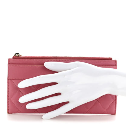 Chanel Sheepskin Quilted Mademoiselle Vintage Zip Pouch Red Pink 2 of 10