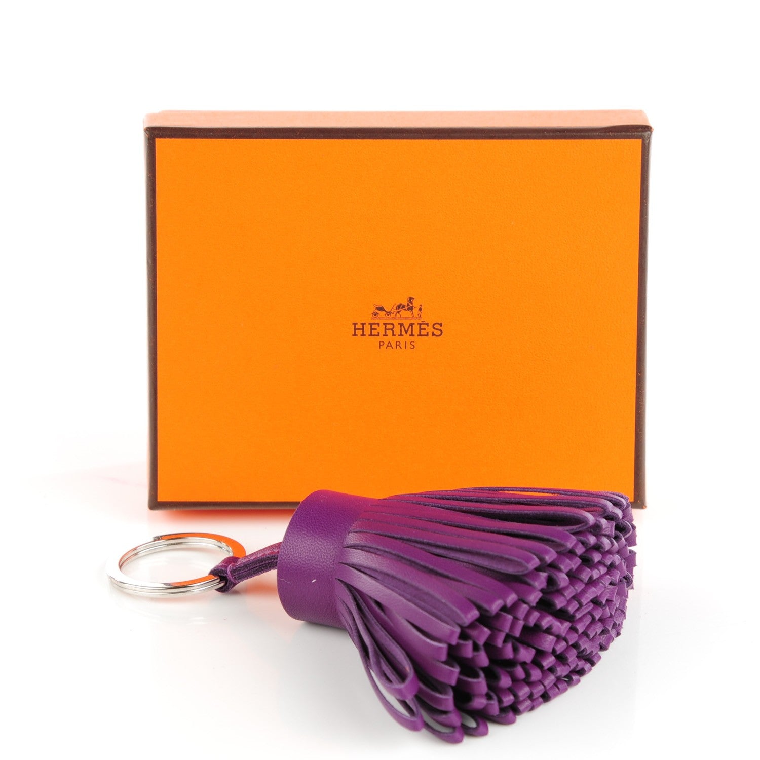 Hermes Lambskin Carmen Tassel Key Holder Anemone 3 of 5