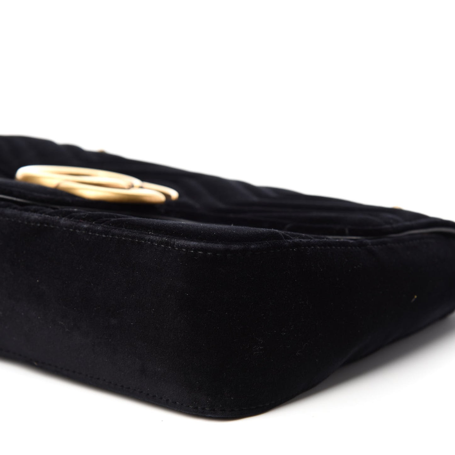 Velvet Matelasse Medium GG Marmont Shoulder Bag Black