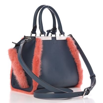 Fendi Vitello Dolce Mink Fur Mini Mini 3jours Tote Blue 3 of 11