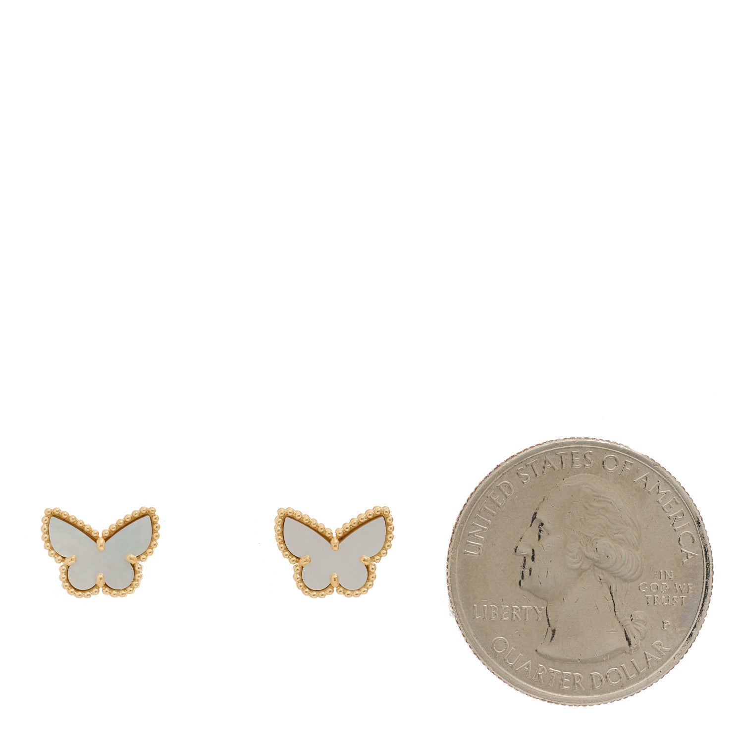 Van Cleef & Arpels 18K Yellow Gold Mother of Pearl Sweet Alhambra Butterfly Earrings 2 of 5