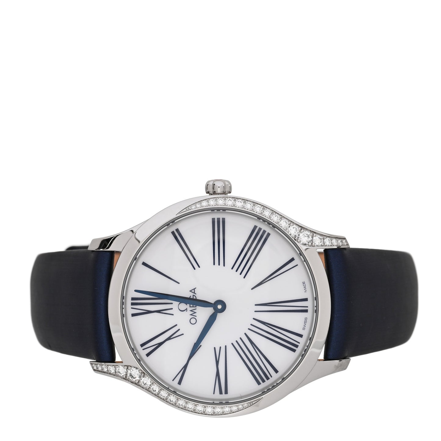 Stainless Steel Satin Diamond Bezel 36mm De Ville Tresor Quartz Watch White 428.17.36.60.04.001