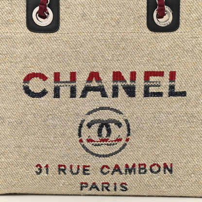 Chanel Striped Canvas Small Deauville Tote Beige 8 of 11
