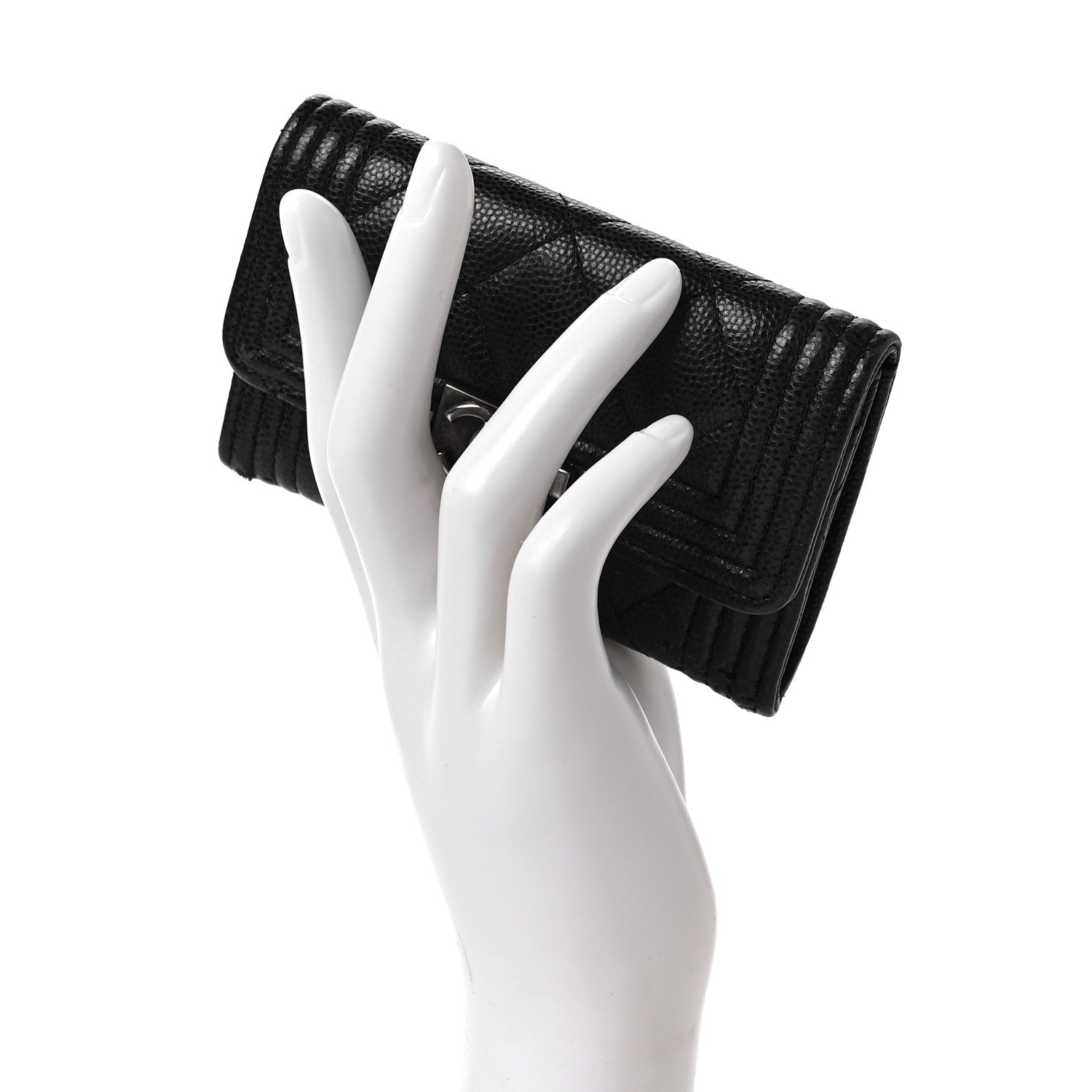 Chanel Caviar Quilted Boy Flap Card Holder Black 2 of 10