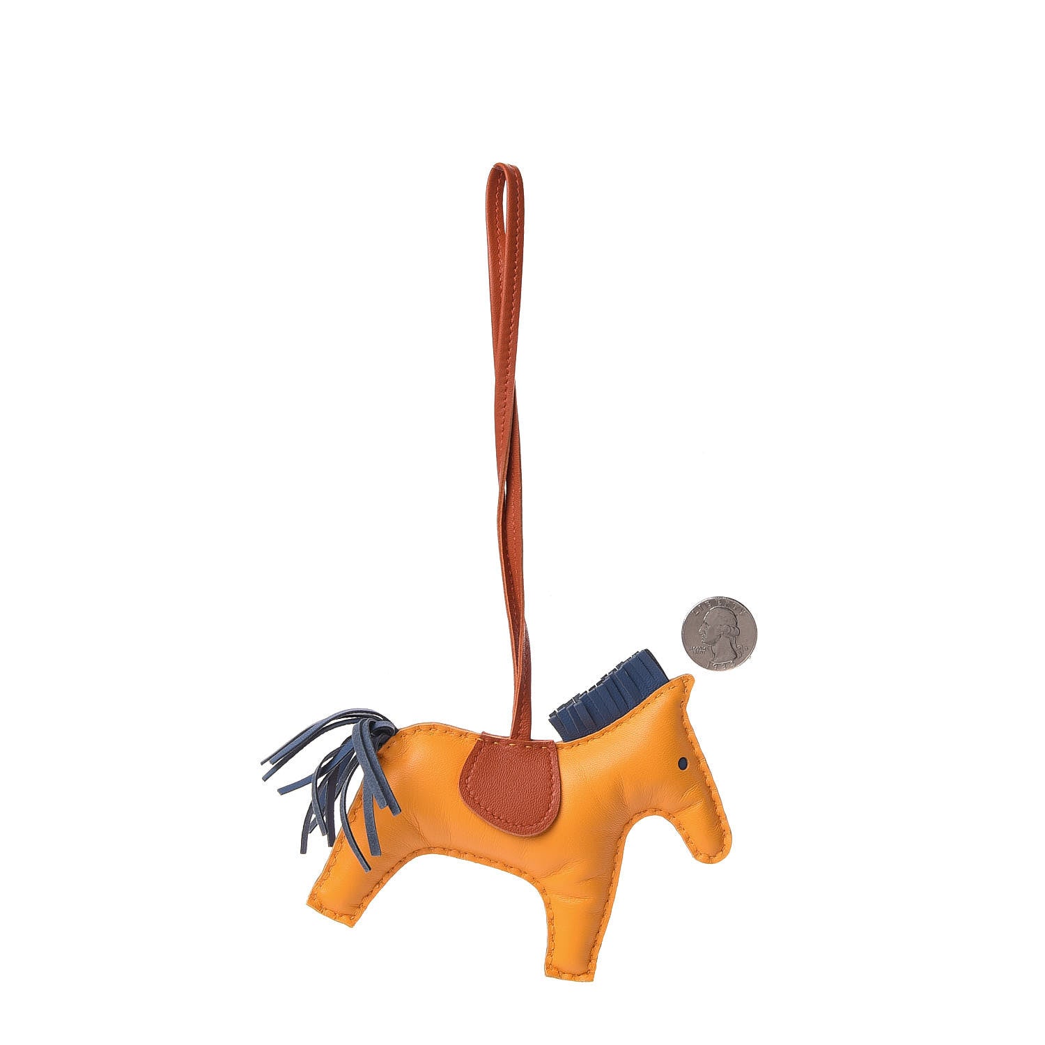 Hermes Milo Lambskin Grigri Rodeo Horse Bag Charm MM Jaune D'Or Bleu Agate Cornaline 2 of 4