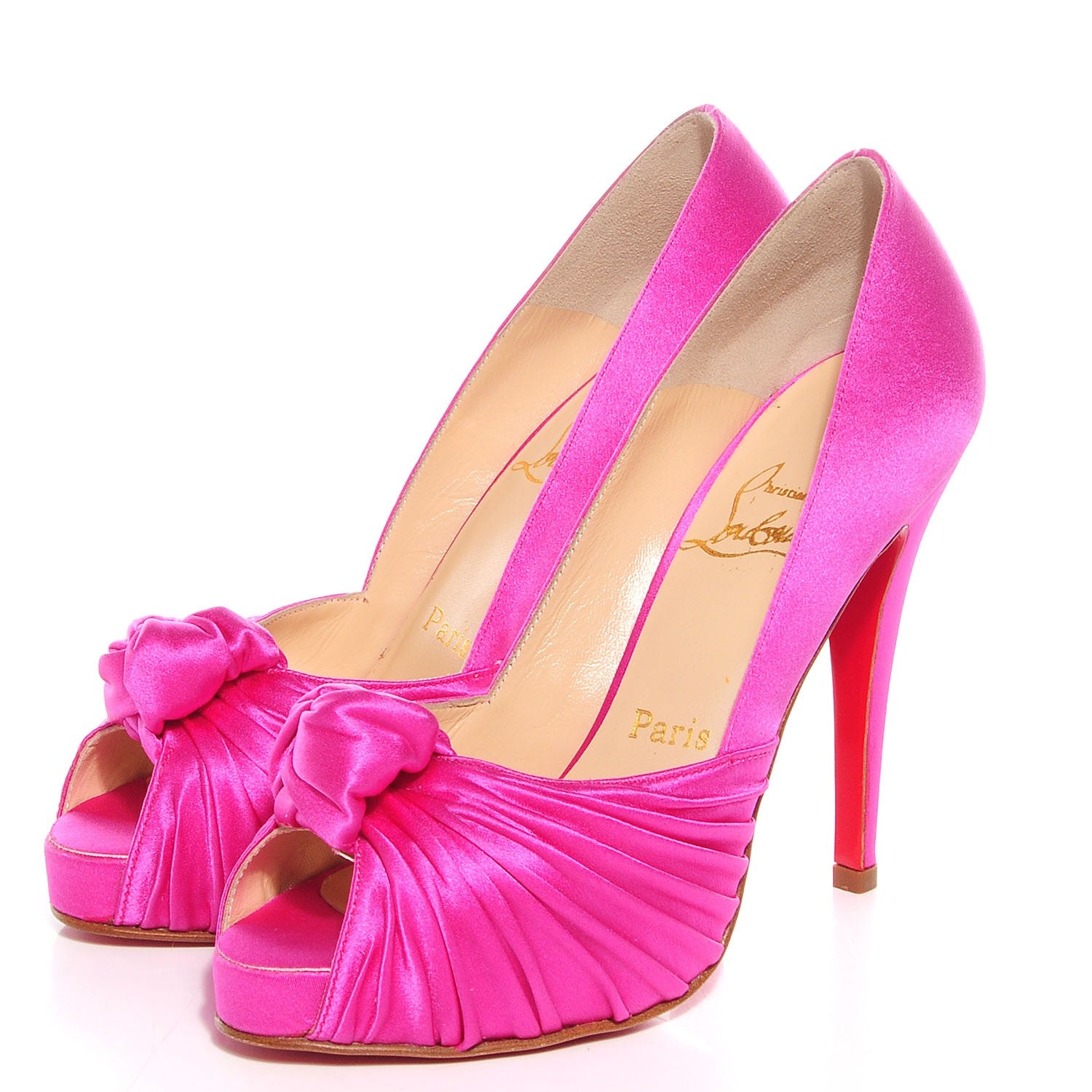Christian Louboutin Crepe Satin Lady Gres 120 Pumps 36 Hot Pink 3 of 7