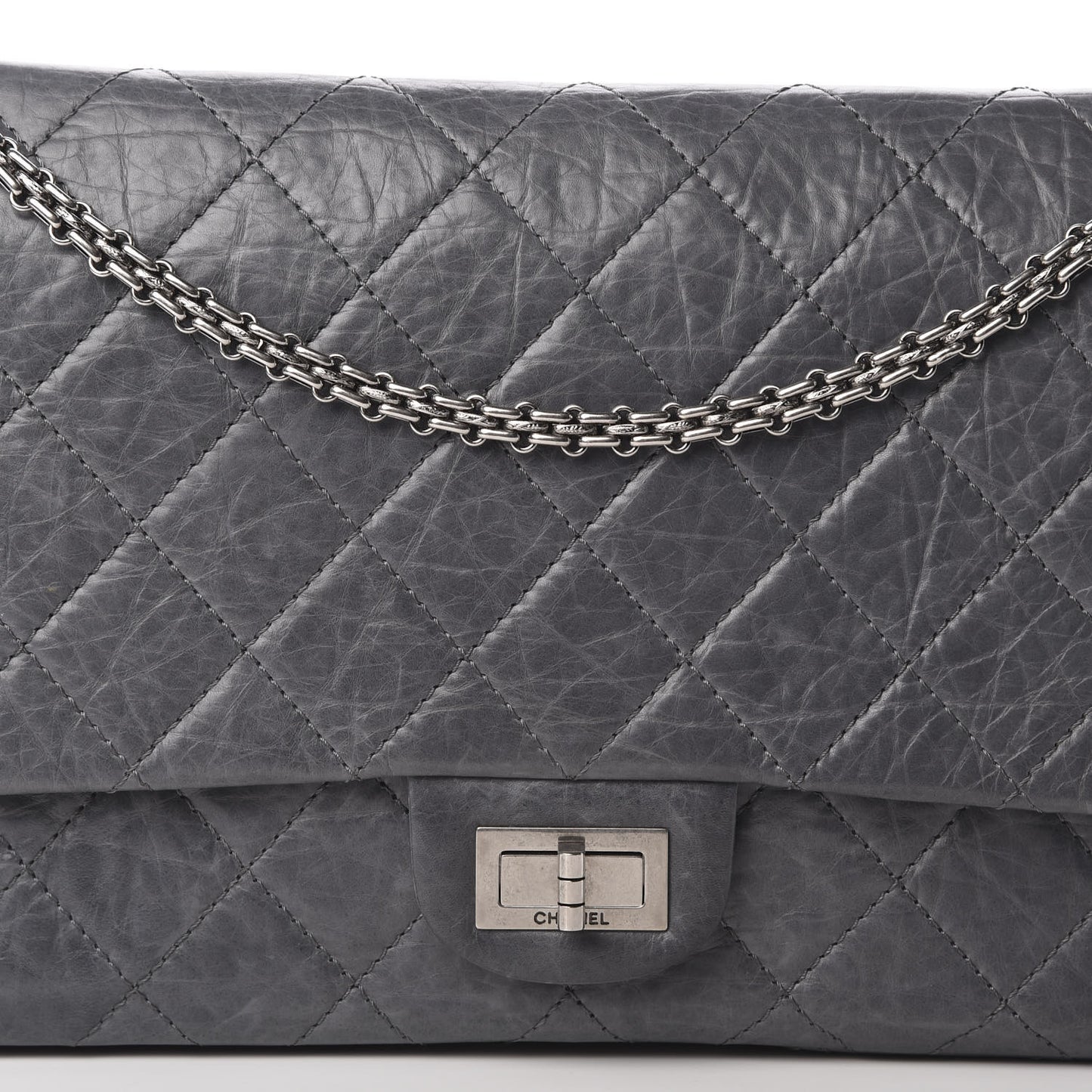 Aged Calfskin Quilted 50th Anniversary 2.55 Reissue 227 Flap Grey