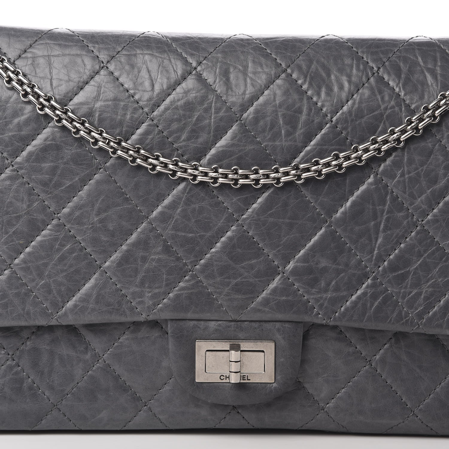 Chanel Aged Calfskin Quilted 50th Anniversary 2.55 Reissue 227 Flap Grey 9 of 17