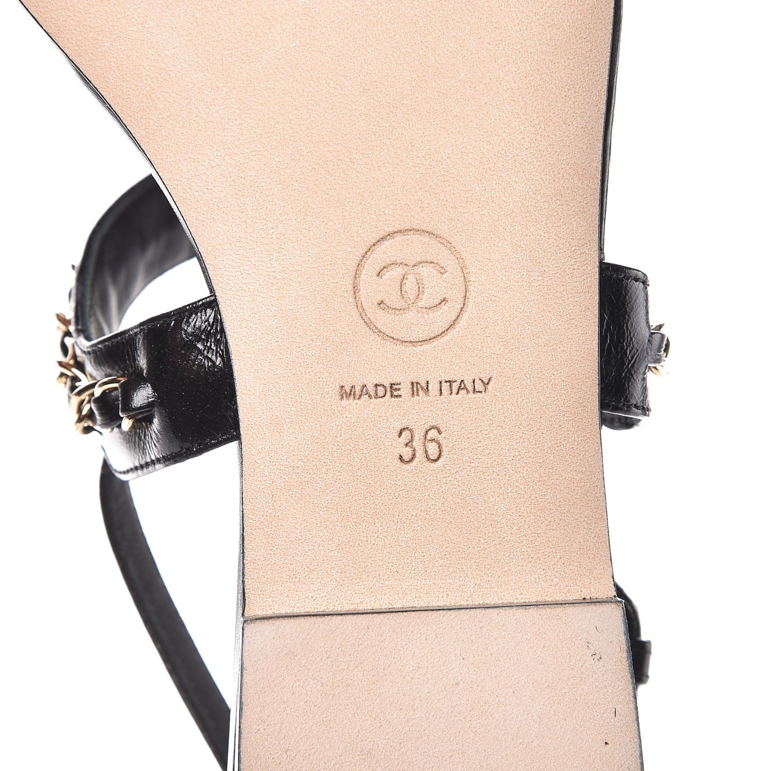 Chanel Lambskin CC Chain Sandals 36 Black 6 of 8