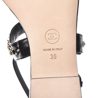 Chanel Lambskin CC Chain Sandals 36 Black 6 of 8