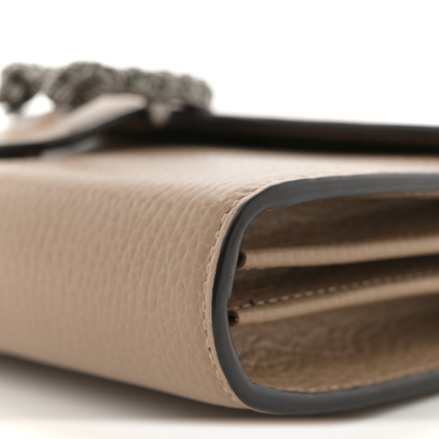 Dollar Calfskin Crystal Mini Dionysus Chain Wallet Natural Tan Black Diamond