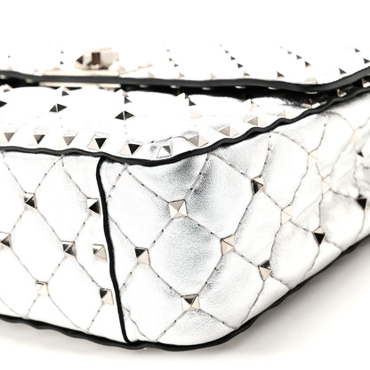 Valentino Garavani Metallic Nappa Medium Rockstud Spike Shoulder Bag Silver 9 of 9