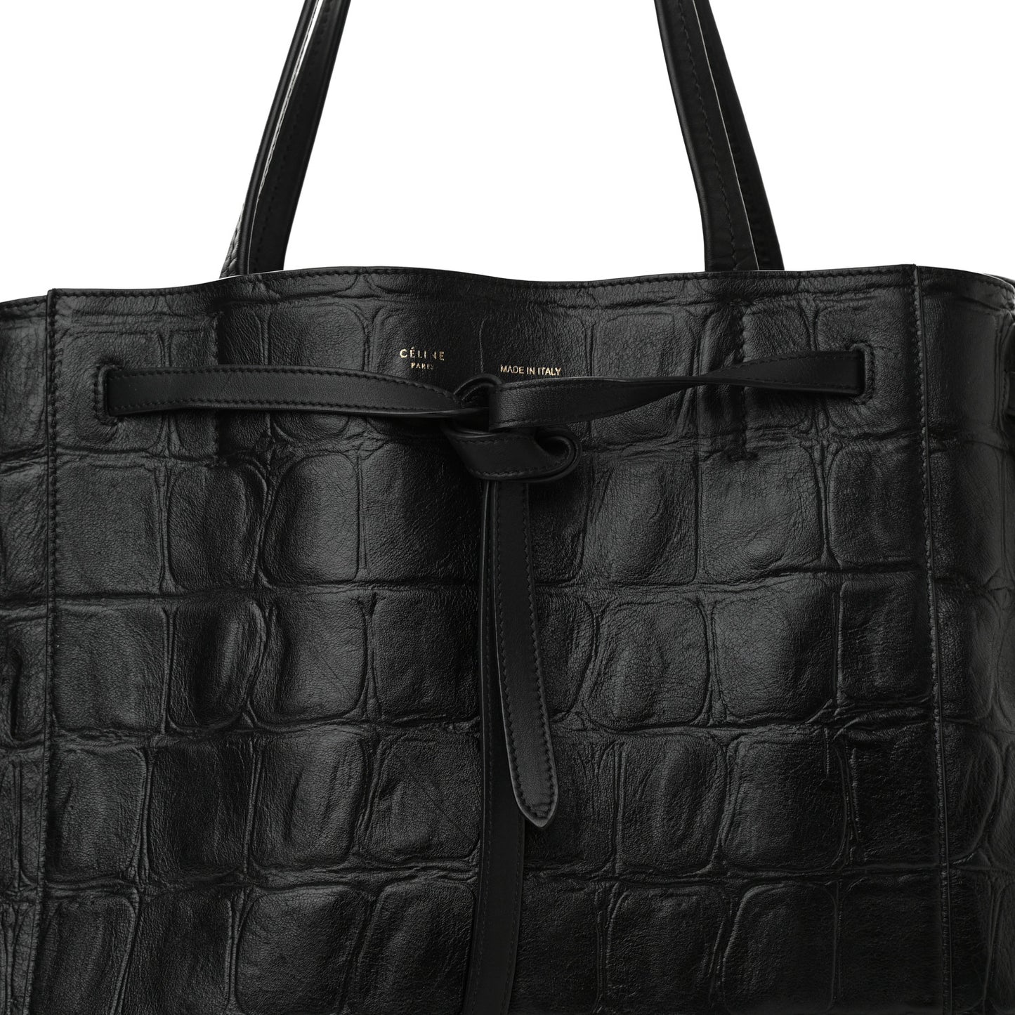 Crocodile Embossed Calfskin Medium Belt Cabas Phantom Black