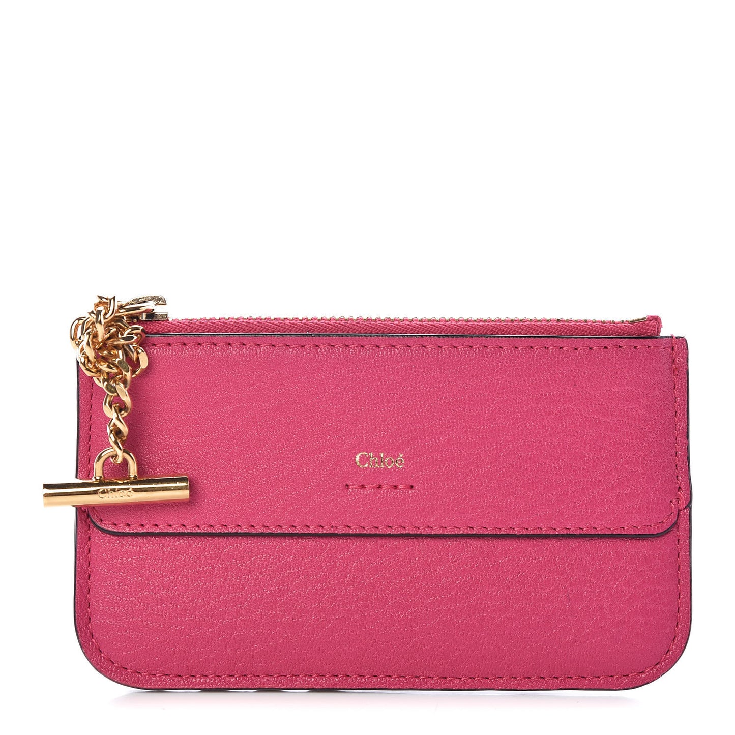 Grained Calfskin Drew Card Holder Fuchsia Rose