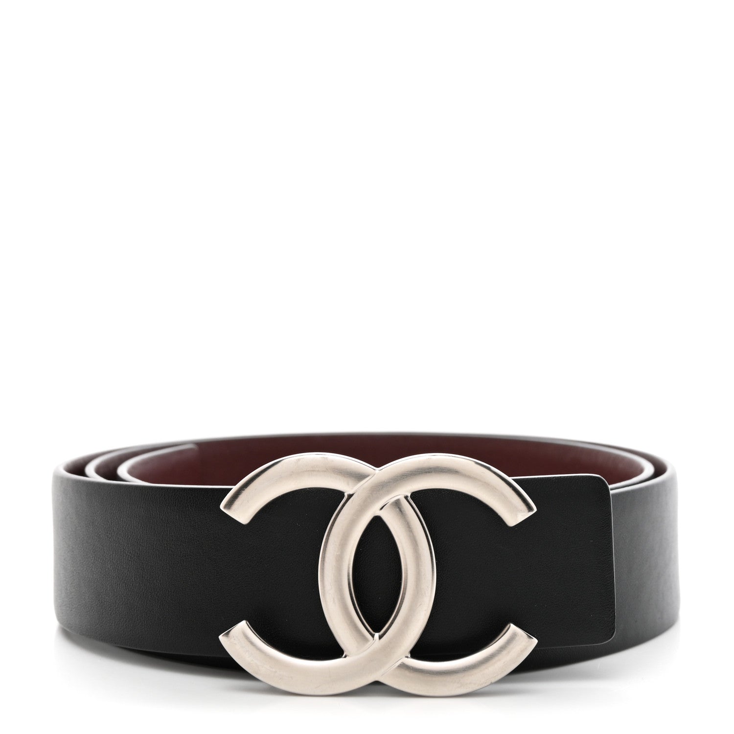 Chanel Calfskin CC Reversible Belt 80 32 Black Burgundy 1 of 8