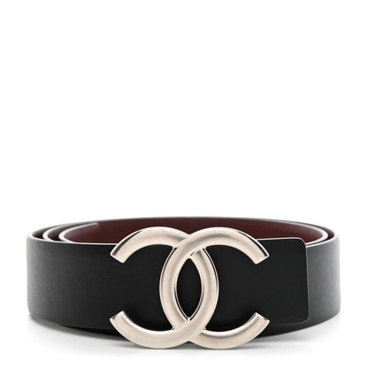Chanel Calfskin CC Reversible Belt 80 32 Black Burgundy 1 of 8