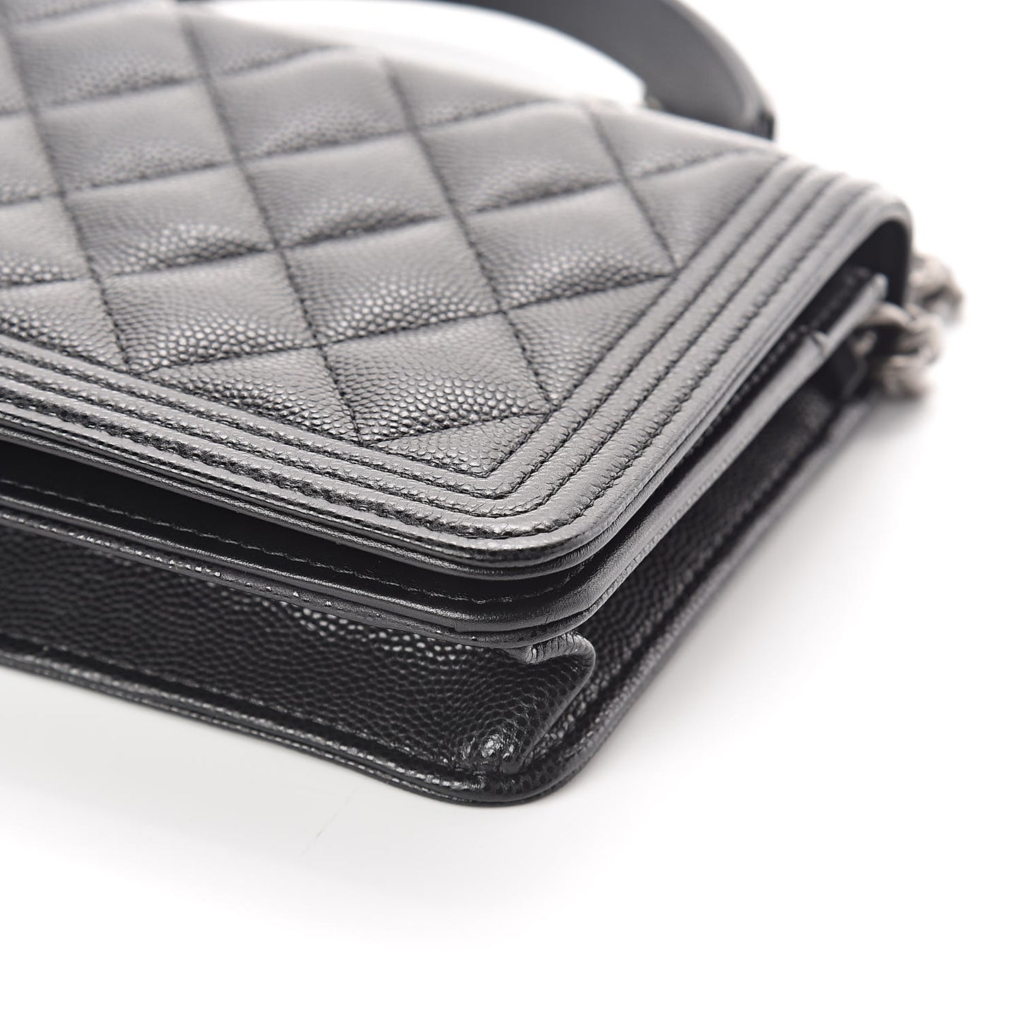 Caviar Quilted Boy Wallet On Chain WOC Black