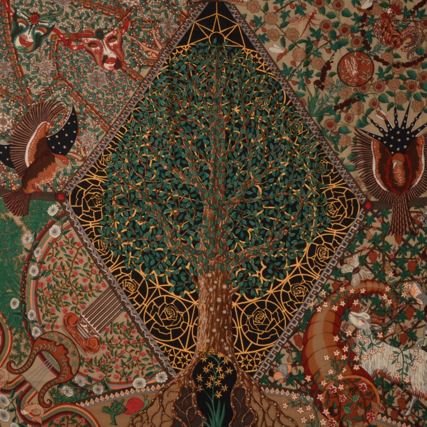 Hermes Cashmere Silk Axis Mundi Shawl 140 1 of 6