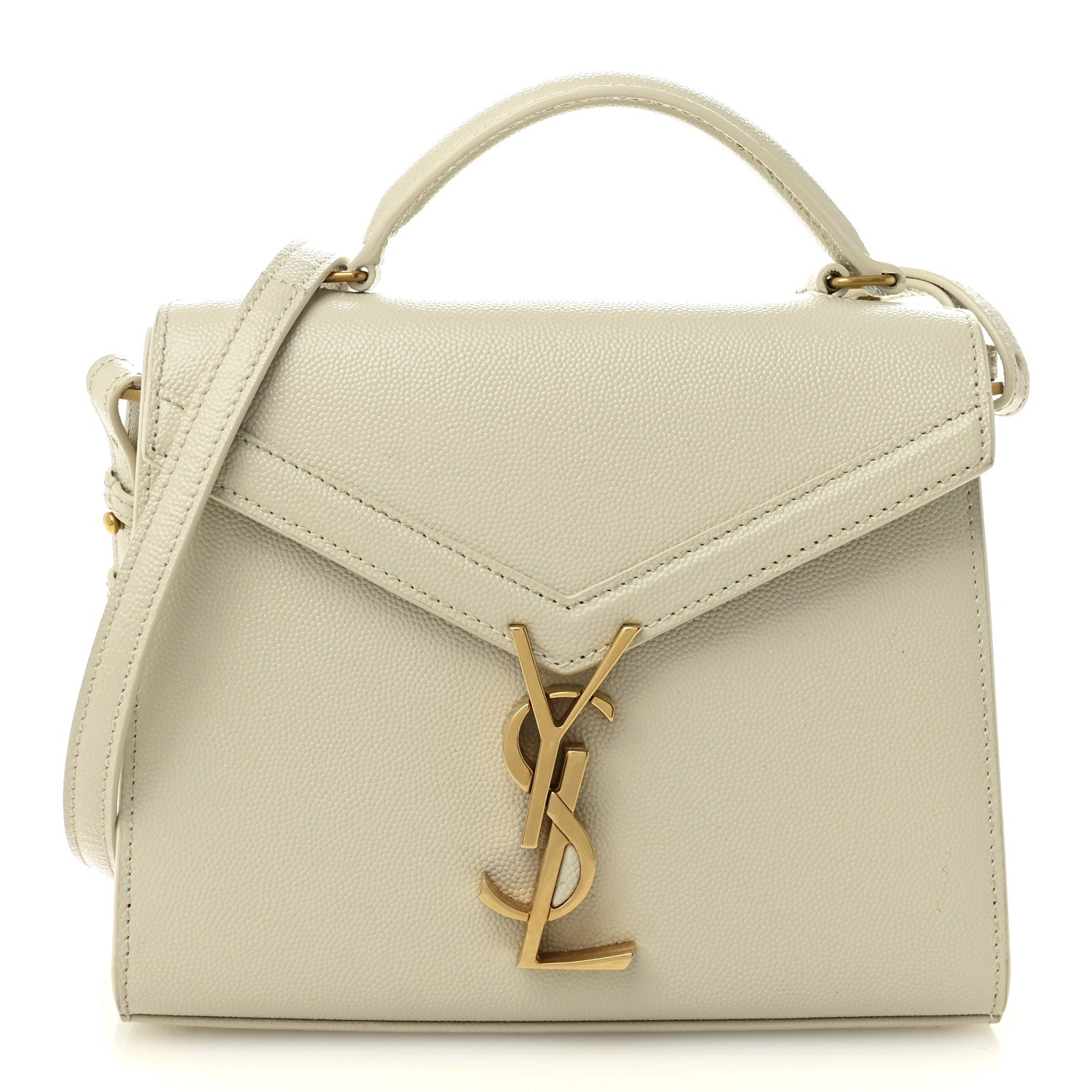 Saint Laurent Grain de Poudre Mini Classic Monogram Cassandra Top Handle Vintage White 1 of 12