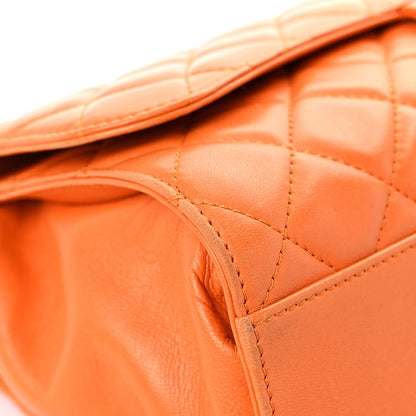 Chanel Lambskin Quilted Jumbo Grocery By Chanel Drawstring Shopping Bag Orange 8 of 21