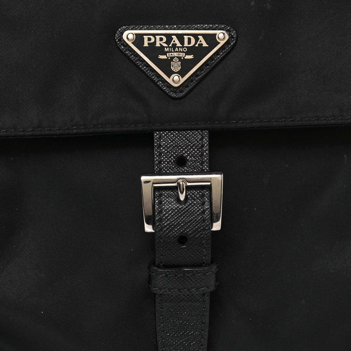 Tessuto Nylon Single Buckle Messenger Bag Black