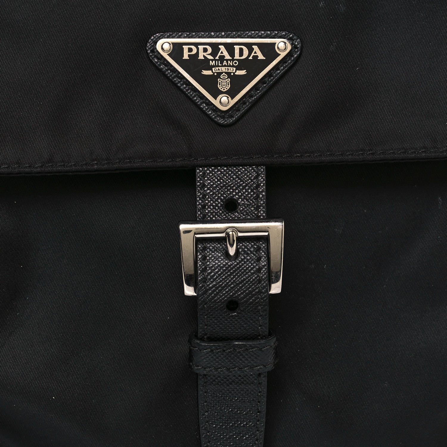 Prada Tessuto Nylon Single Buckle Messenger Bag Black 7 of 12