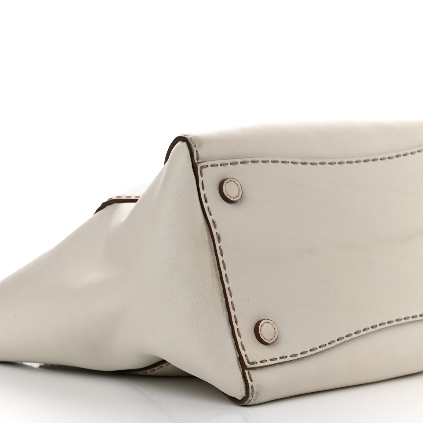 City Calf Small Hand Stitched Galleria Double Zip Tote White