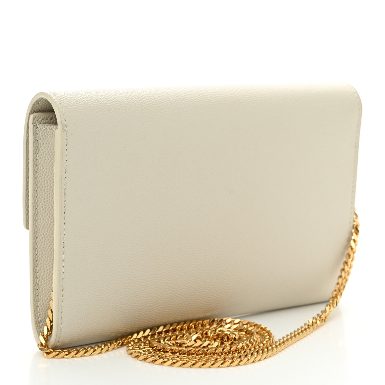 Saint Laurent Grain De Poudre Monogram Uptown Chain Wallet Crema Soft 4 of 14