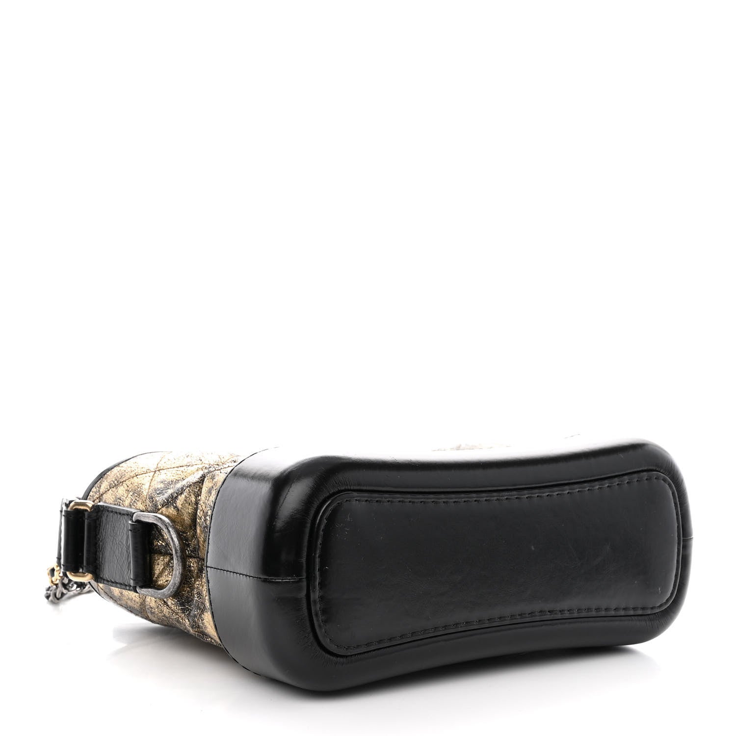 Chanel Metallic Crumpled Goatskin Quilted Small Gabrielle Hobo Black Gold 4 of 12
