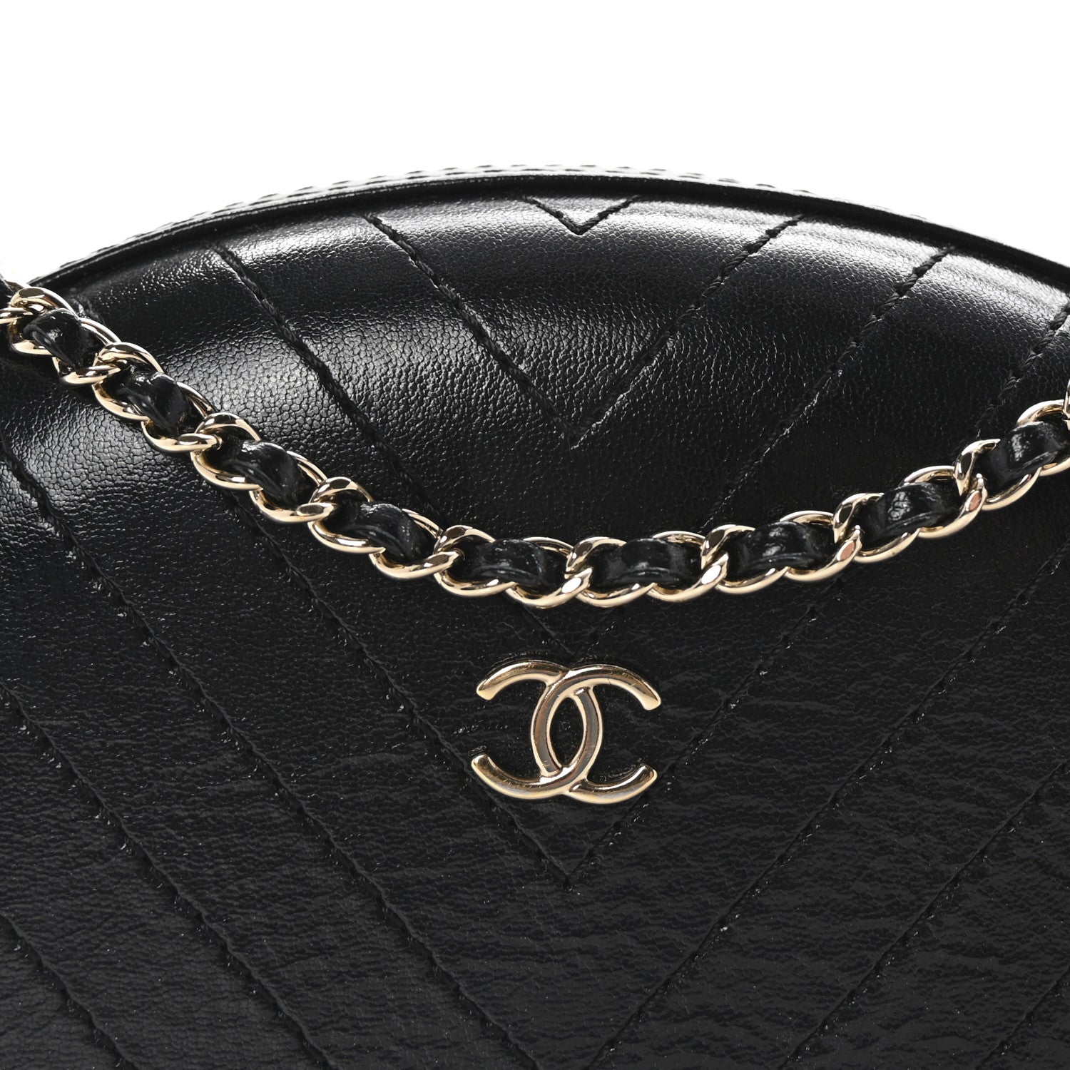 Chanel Calfskin Chevron Stitched Evening Bag Black 8 of 10