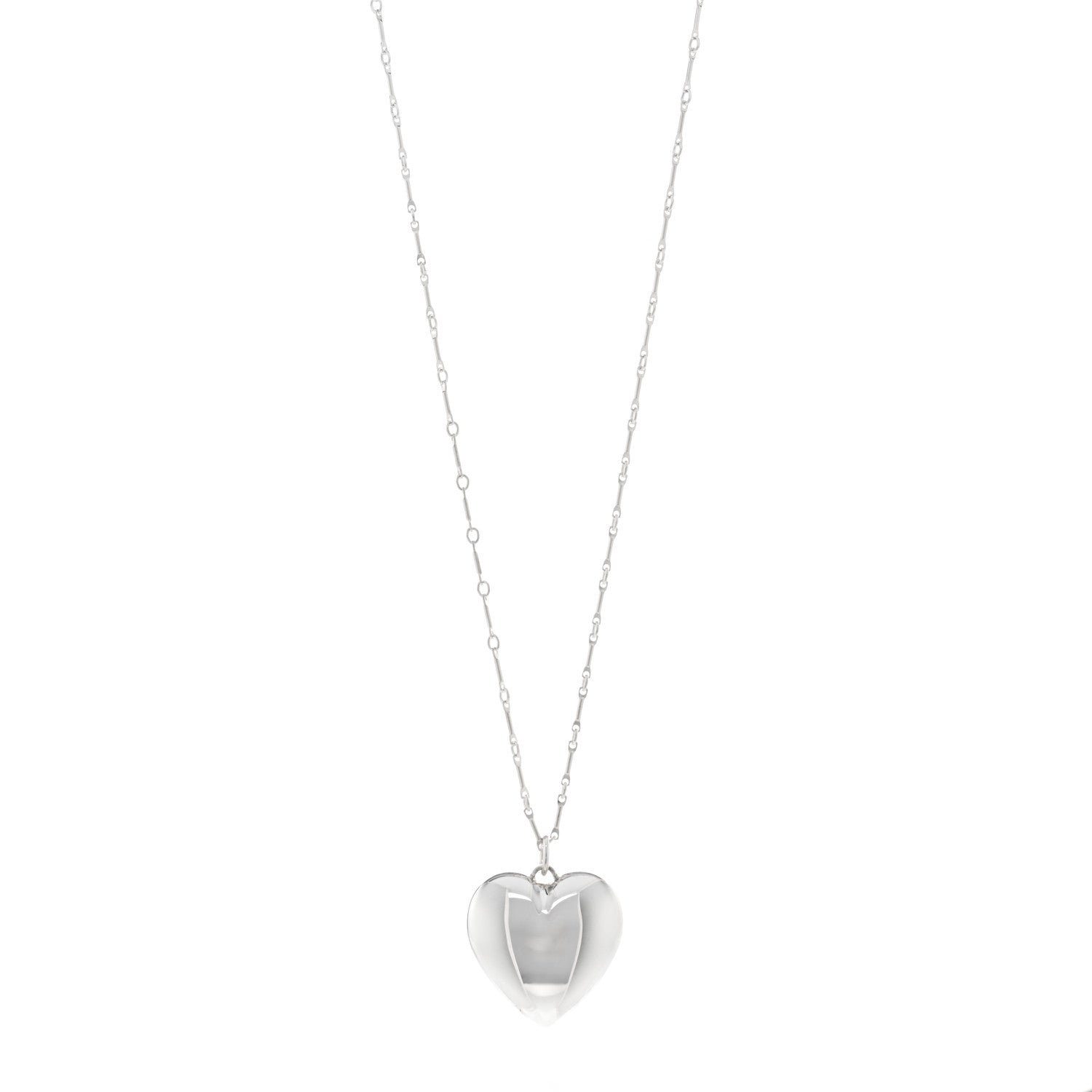 Tiffany Sterling Silver Puffed Heart Pendant Link Necklace 1 of 5