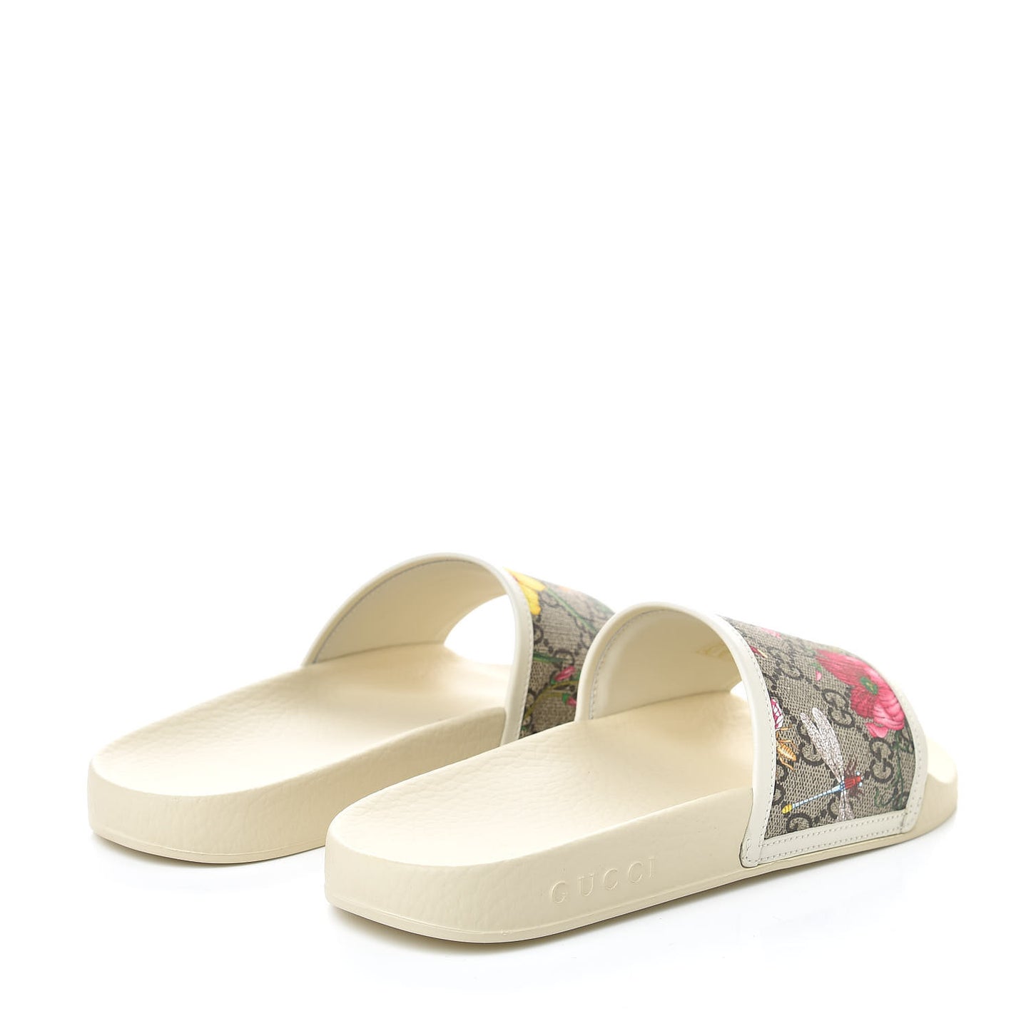 GG Supreme Monogram Flora Pursuit Slide Sandals 39 White